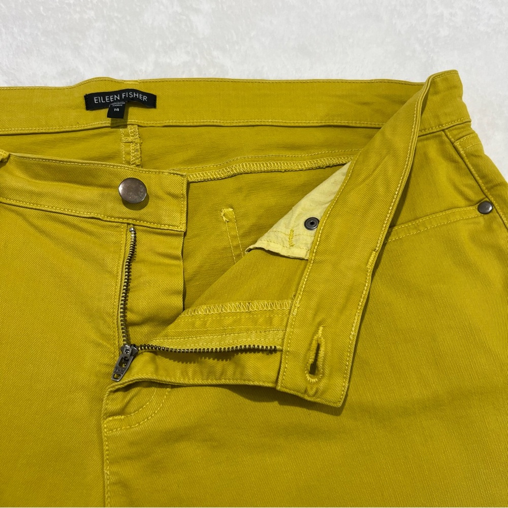 Eileen Fisher Jeans Slim Fit Organic Cotton Mustard Yellow Denim 14 - Picture 6 of 16